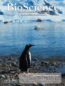 Cover of BioScience magazine showing penguin