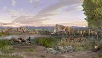 An artists' creation of the Pleistocene Era at White Sands, N.M.